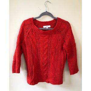 Red knitted sweater